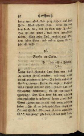 56. Sophie an Carln. B .. den 28sten Februar 1760.