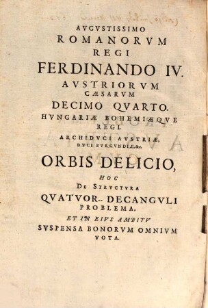 Problema Avstriacvm : Super Data Recta Linea. Qvatuor-Decangulum. Aeqviangvlvm Et Aeqvilaterum Constituere