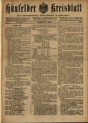 Ausgabe vom Donnerstag, den 01. Januar 1914.