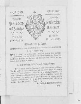 23tes Stück, Ausgabe vom 5. Junii 1776
