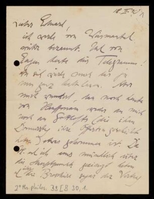 Brief von Franz Rosenzweig an Eduard Strauss