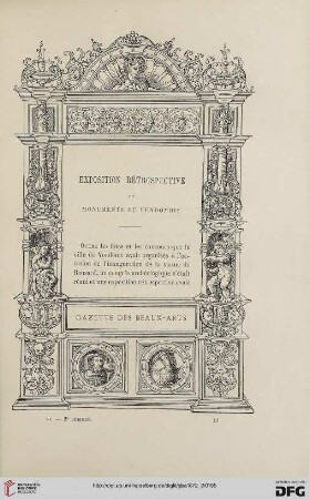 2. Pér. 6.1872: Exposition rétrospective et monuments du Vendomois
