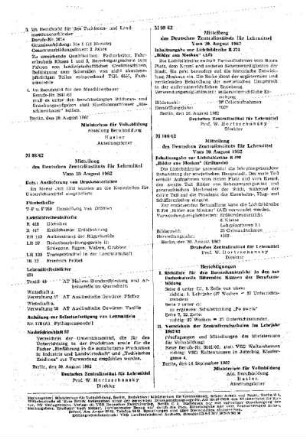 Mitteilung des Deutschen Zentralinstituts für Lehrmittel : 98/62 vom 30. August 1962 ; [Mitteilungen]