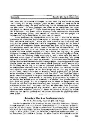 Gedanken über das Handpuppenspiel