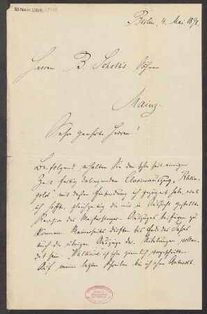 Brief an B. Schott's Söhne : 04.05.1892