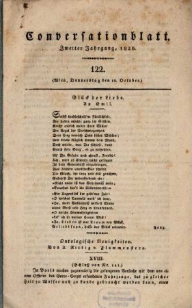 Conversationsblatt : Zeitschrift für wissenschaftliche Unterhaltung. 2. 1820, Nr. 122