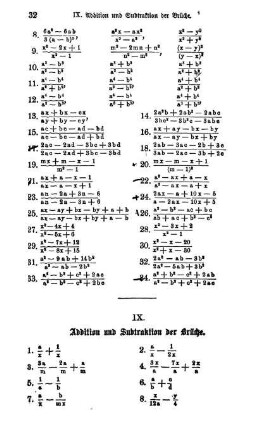 IX. Addition und Subtraktion der Brüche.