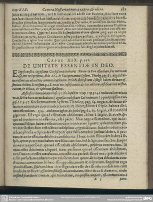 Caput XIX. De Unitate Essentiae In Deo