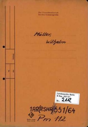 Personenheft Willi Müller (*15.07.1905), SS-Hauptsturmführer