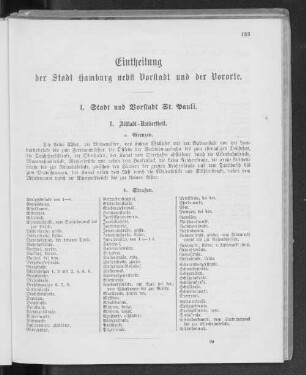 Eintheilung der Stadt Hamburg nebst Vorstadt und der Vororte.