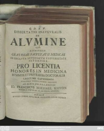 Dissertatio Inavgvralis De Alvmine
