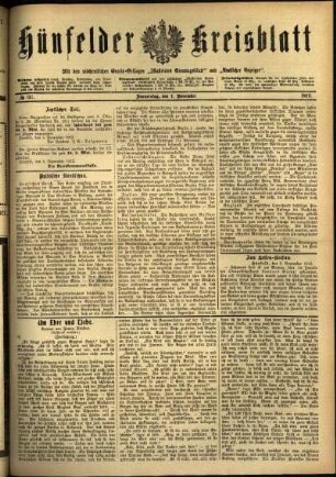 Ausgabe vom Donnerstag, den 07. November 1912.