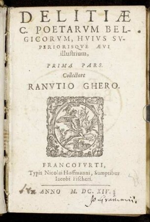 1: Delitiae C. Poetarum Belgicorum, Huius Superiorisque Aevi illustrium. 1