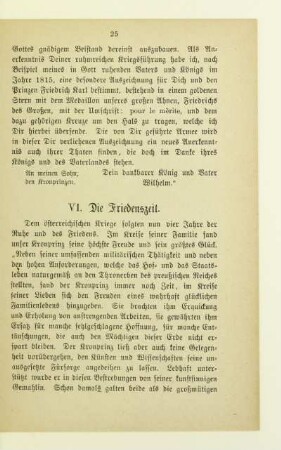 VI. Die Friedenszeit