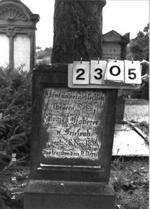 Grabstein 2305 (Index: 100097446) Maße HxBxT: 175x42x32 cm: Grabstein 2305 (Detailaufnahme)