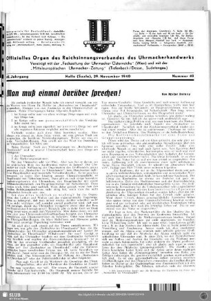 Man muß einmal darüber sprechen!