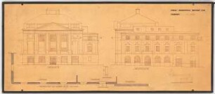 Konzerthaus, Beuthen Umbau: Ansichten Garten- und Eingangsseite 1:100 (von Inv.Nr. 3641)