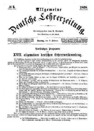 Vorläufiges Programm der XVII. allgemeinen deutschen Lehrerversammlung