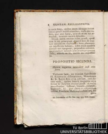 2. Propositio Secunda. Materia magnetica naturaliter inest omni ferro.
