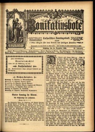 Erste Ausgabe vom Sonntag, den 20. Dezember 1903.