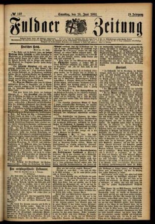 Ausgabe vom Samstag, den 18. Juni 1892.