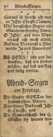 Abend-Seegen am Freytage