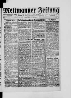 Mettmanner Zeitung. 1919-1940