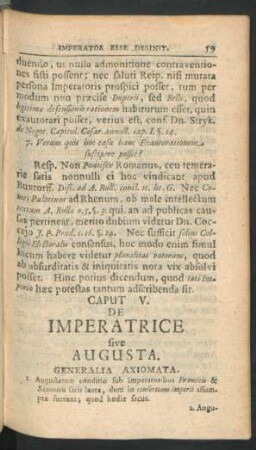 Caput. V. De Imperatrice sive Augusta