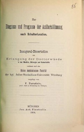 Zur Diagnose und Prognose der Axillarislähmung nach Schulterluxation