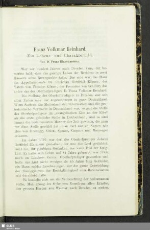 Franz Volkmar Reinhard : ein Lebens- und Charakterbild