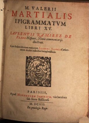 Valerii Martialis Epigrammatum libri XV