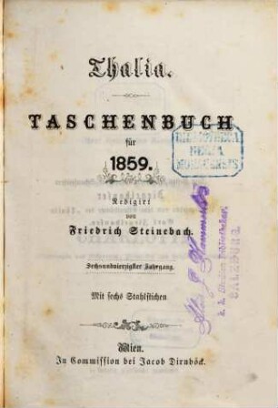 Thalia : Taschenbuch für d. Jahr .... 1859 = Jg. 46