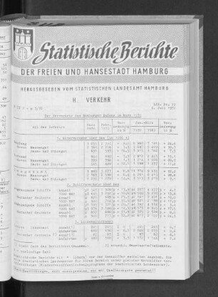 Der Seeverkehr des Hamburger Hafens im März 1970 : Lfd. Nr. 22
