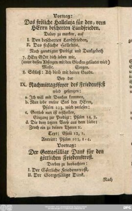 Vortrag: Der Gottgefällige Dank für den göttlichen Friedenstrost.