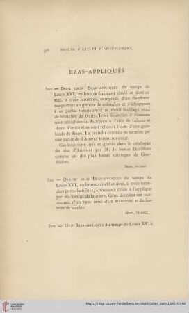 Bras-Appliques (Nr. 300 - 305)