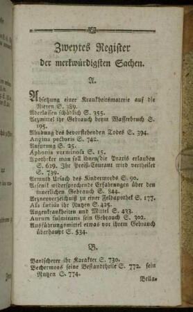 Zweytes Register. der merkwürdigsten Sachen.