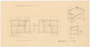 Siedlung Hinrichssegen, Bruckmühl Siedlerdoppelwohnhaus: Grundriss Obergeschoss 1:50; Schnitt 1:50