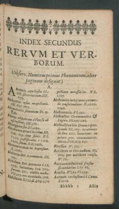 Index Secundus Rerum Et Verborum.
