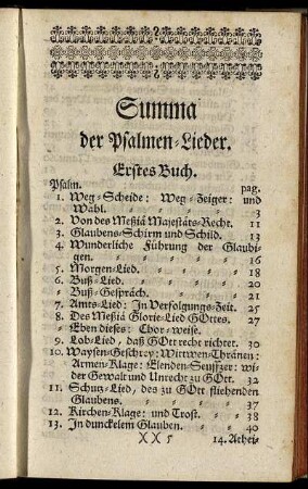 Summa der Psalmen-Lieder.