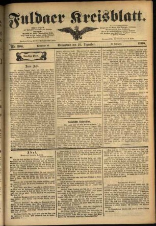 Zweite Ausgabe vom Samstag, den 22. Dezember 1906.