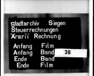 Ärarii-Rechung der Stadt Siegen der Bürgermeister Johann Henrich Stauff und Dr. Adolph Flender ( ... Blatt)