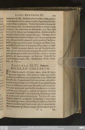 Epistola XCVI. Romam. Nicolao Collardo.