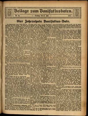 Zweite Ausgabe vom Sonntag, den 15. Juni 1924.