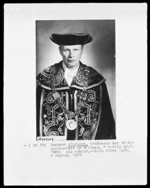 Gerhard Albrecht, Professor der Nationalökonomie in Marburg