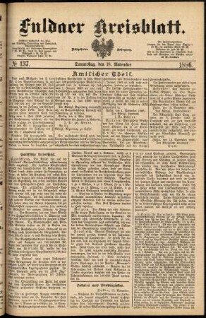 Ausgabe vom Donnerstag, den 18. November 1886.