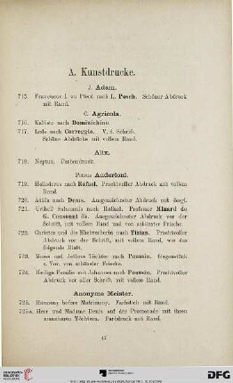 III. Abtheilung. Kunstblätter (Nr. 715-1081)