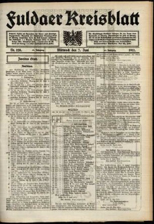 Zweite Ausgabe vom Mittwoch, den 07. Juni 1911.
