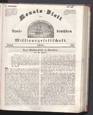 6. Jahrgang. N°. 66. Bremen. 1856. Ju
