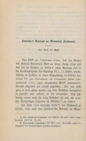 108-128 Hadrian's Rescript an Minucius Fundanus
