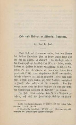 108-128 Hadrian's Rescript an Minucius Fundanus